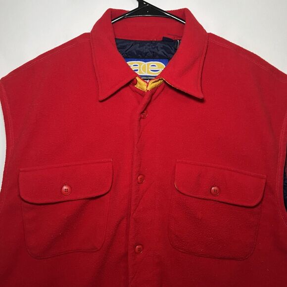 VTG American Eagle Active Sport Full Zip Fleece Vest Large Red Quilted Lining - Picture 2 of 16